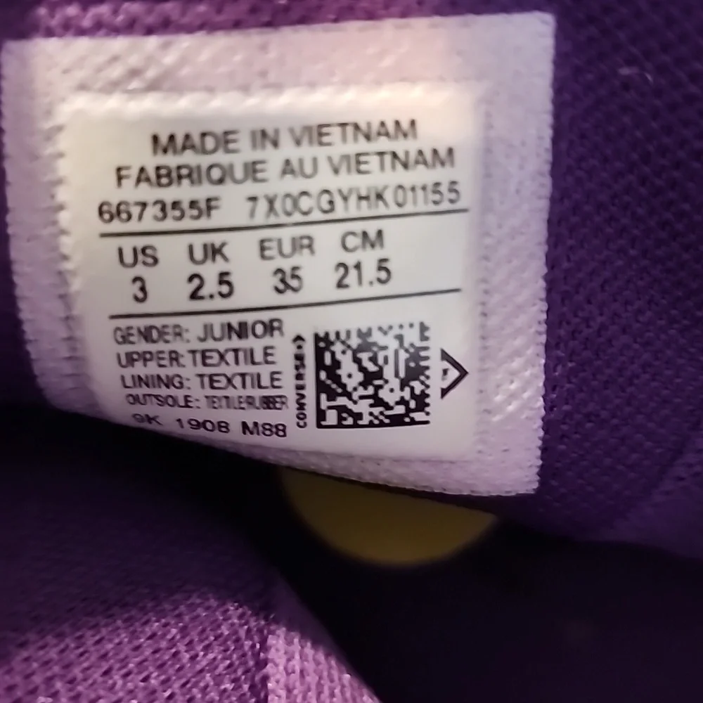 Converse Black and Purple High-Top Sneakers with Character Design